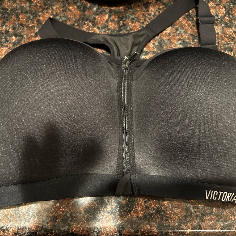 Victoria's Secret Black Front Zip Athletic Bra